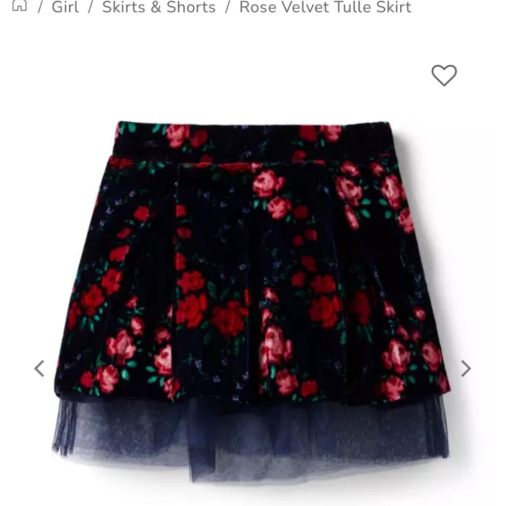 Janie and Jack Rose Velvet Tulle Skirt - Red and Black